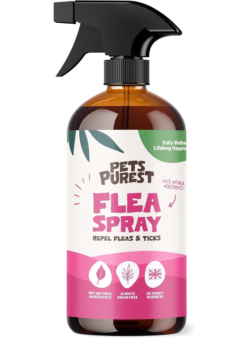 Pets Purest Flea Treatment for Dogs & Cats, 100% Natural Flea Spray for Dogs, Cats & Home. Safe & Effective Parasite Prevention Spray for Pets & Home 500ml - Image 1