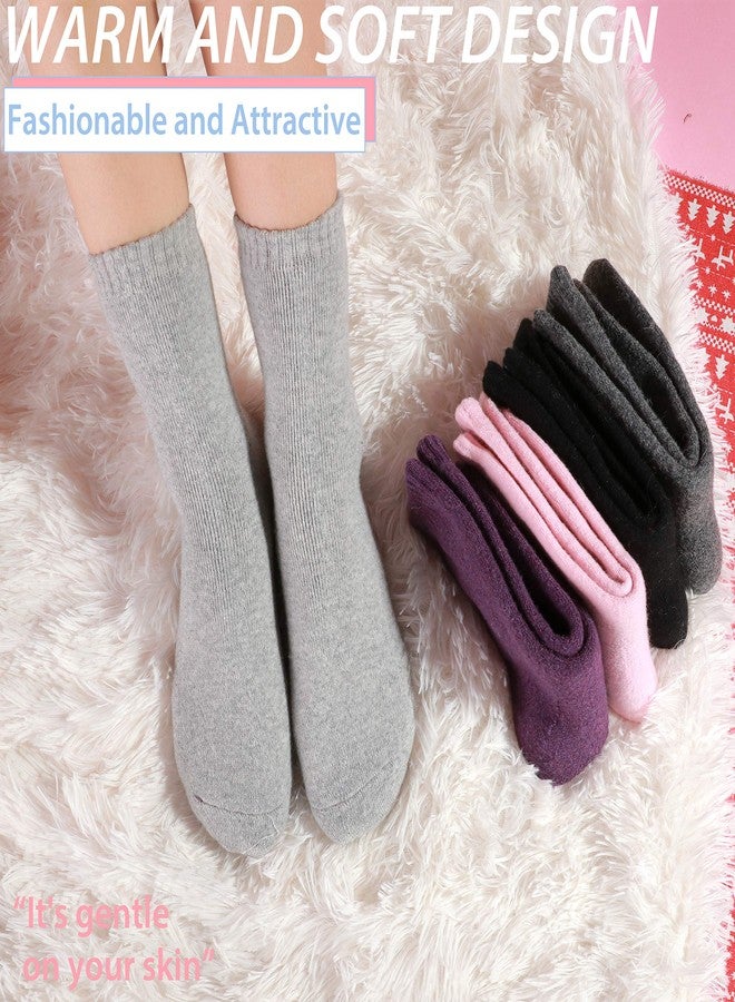 ANTSANG Merino Wool Socks for Women Hiking Thermal Warm Thick Winter Boot Comfy Crew Cozy Cabin Heavy Work Snow Soft Ladies Socks 5 Pairs Christmas Stocking Stuffer White Elephant Gifts(Solid Color A) - Image 4