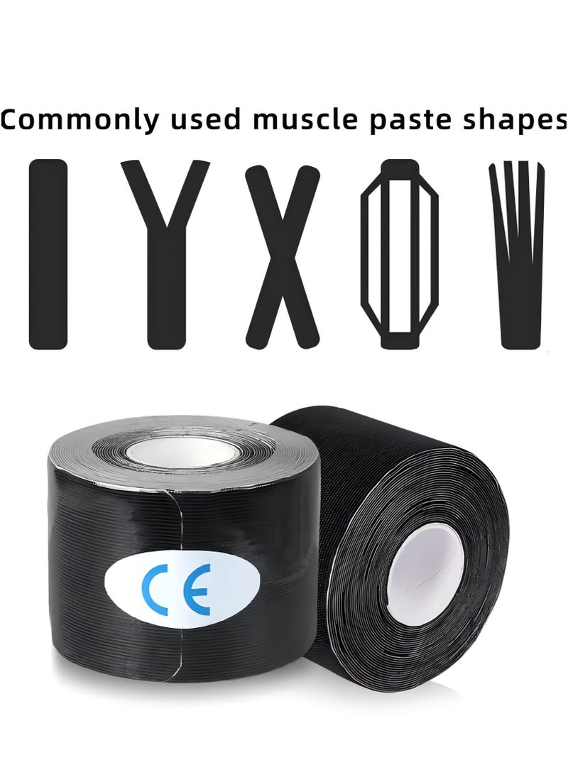 YIQUAN Kinesiology Tape, 1 Roll 5m Breathable Cotton Sports Tape for Ankle, Knee Pain, Elbow and Shoulder Muscles, (Black)  - Image 3