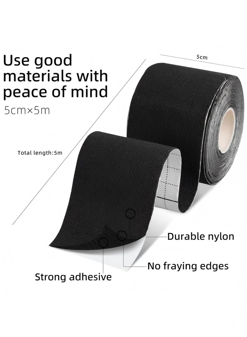 YIQUAN Kinesiology Tape, 1 Roll 5m Breathable Cotton Sports Tape for Ankle, Knee Pain, Elbow and Shoulder Muscles, (Black)  - Image 2