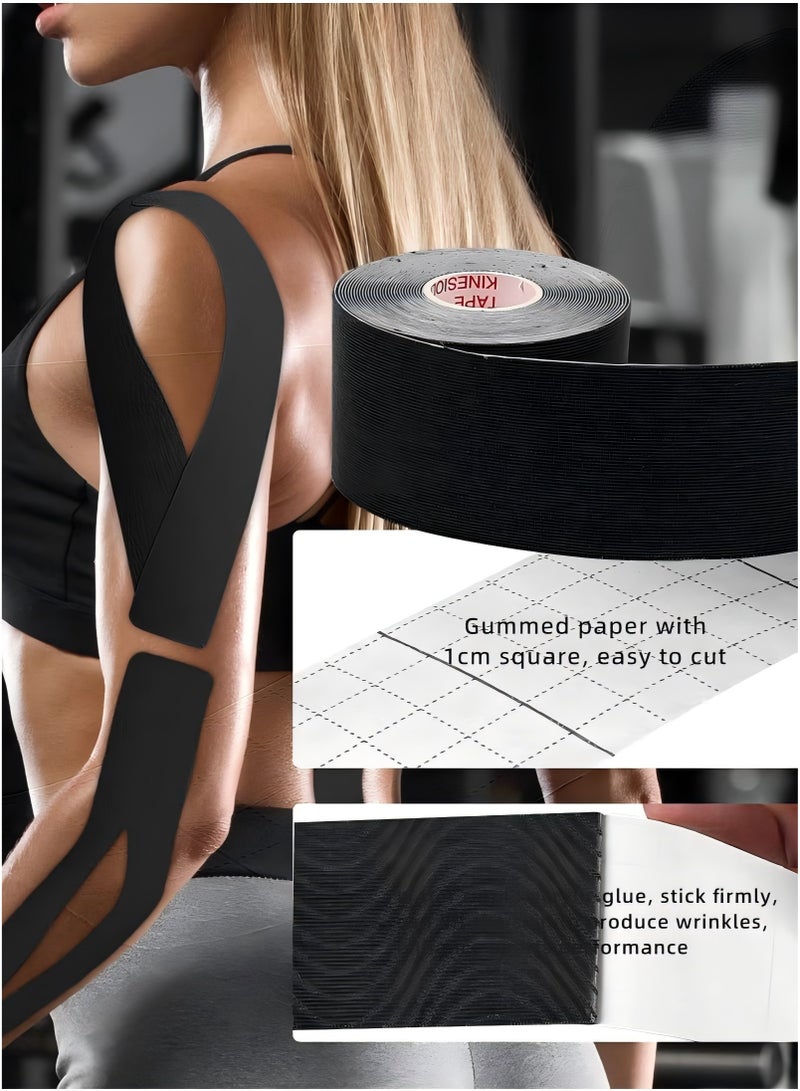 YIQUAN Kinesiology Tape, 1 Roll 5m Breathable Cotton Sports Tape for Ankle, Knee Pain, Elbow and Shoulder Muscles, (Black)  - Image 4