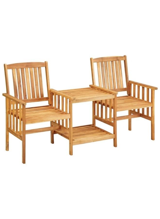 vidaxl vidaXL Garden Chairs with Tea Table 159x61x92 cm Solid Acacia Wood  - Image 1