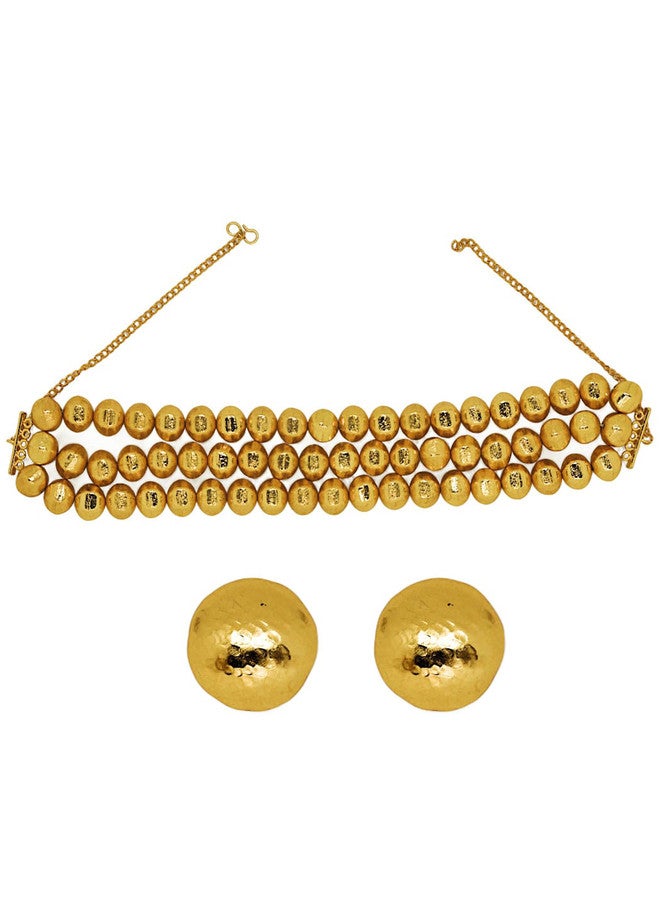 Binnis Wardrobe Gold Plated Anti Tarnish Beaded Necklace & Earrings - Image 5