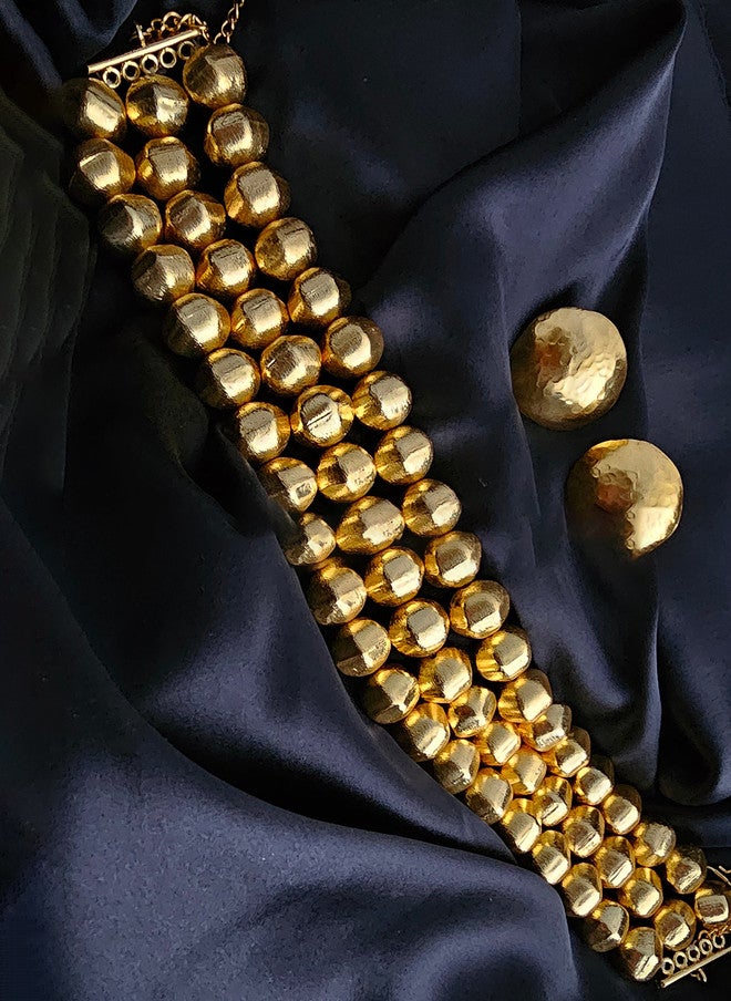 Binnis Wardrobe Gold Plated Anti Tarnish Beaded Necklace & Earrings - Image 4