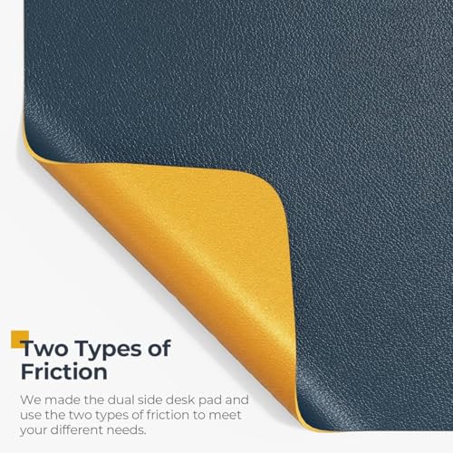 V-CUBE Designs Premium Vegan Leather Dual Color Desk Mat 60X35cm 1.8mm Thick| Laptop Mat/Extended Large Mouse Pad, Reversible Deskspread |High Tear/Peel Strength|Anti-Slip,Splash-Proof| Blue&Yellow - Image 3