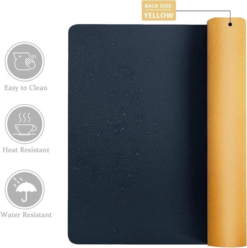V-CUBE Designs Premium Vegan Leather Dual Color Desk Mat 60X35cm 1.8mm Thick| Laptop Mat/Extended Large Mouse Pad, Reversible Deskspread |High Tear/Peel Strength|Anti-Slip,Splash-Proof| Blue&Yellow - Image 5