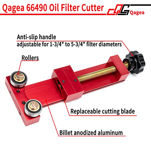 Qagea 66490 Oil Filter Cutter, Oil Filter Cutting Tool for Filter Cutting Range 1-3/4" to 5-3/4" - Image 2