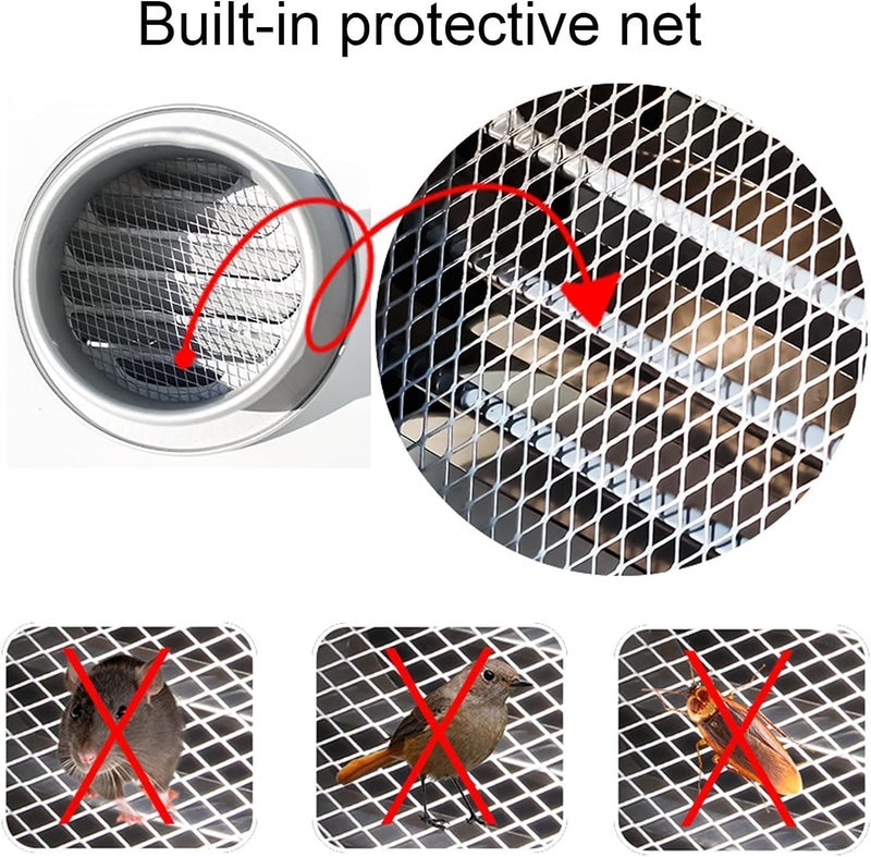 Round Stainless Steel Wall Vent Grille? Exhaust Grille 3"/4.5"/6.1"/9.2"/11.4" Mesh Shutter Vent to Prevent Facing Winds and Rain, Tap - Image 3