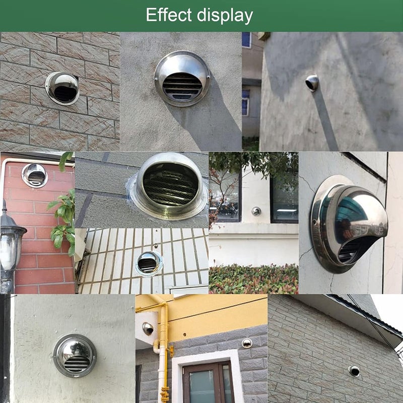 Round Stainless Steel Wall Vent Grille? Exhaust Grille 3"/4.5"/6.1"/9.2"/11.4" Mesh Shutter Vent to Prevent Facing Winds and Rain, Tap - Image 5