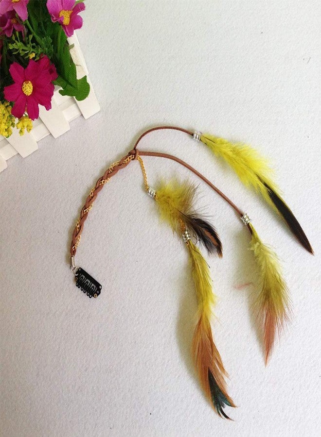 CBLUO Feather Headband Hippie Indian Boho Hair Hoop Tassel Bohemian Headdress Headwear Headpiece Women Girls Kids Crown Hairband Hair Bands Party Decoration Cosplay Costume Handmade Hair Accessories 6 Pack - Image 2