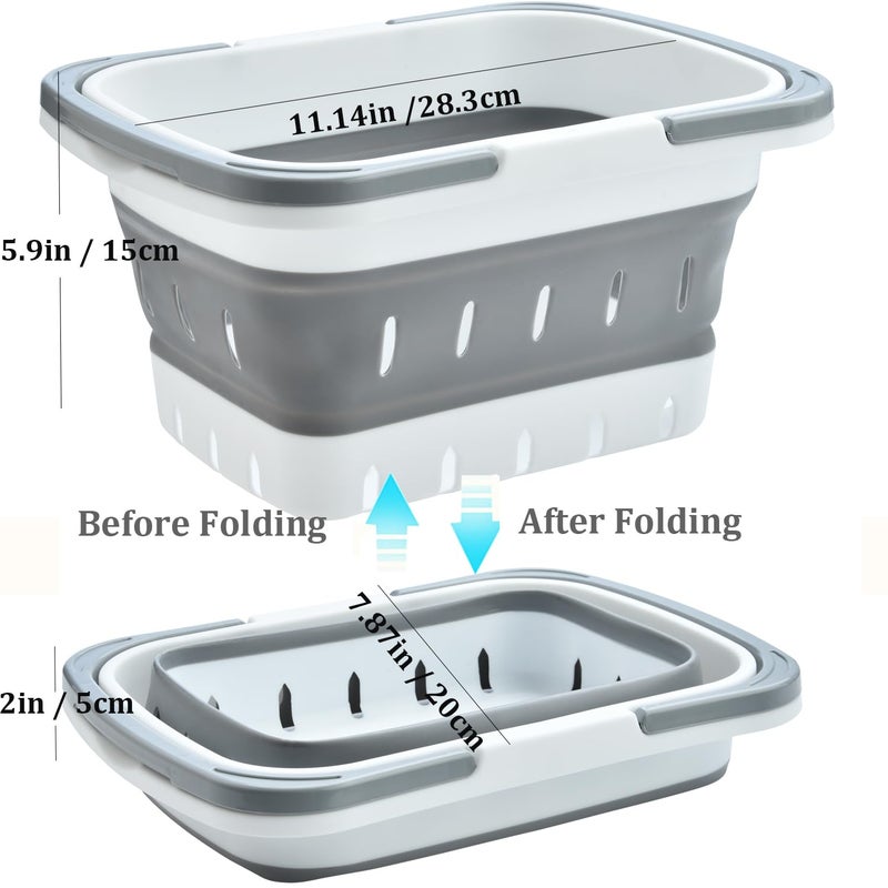 Haundry Portable Shower Caddy Basket, Foldable Caddy Basket with Handles, Collapsible Storage Organizer for Bathroom, Kitchen, College Dorm,Gym (Grey) - Image 2