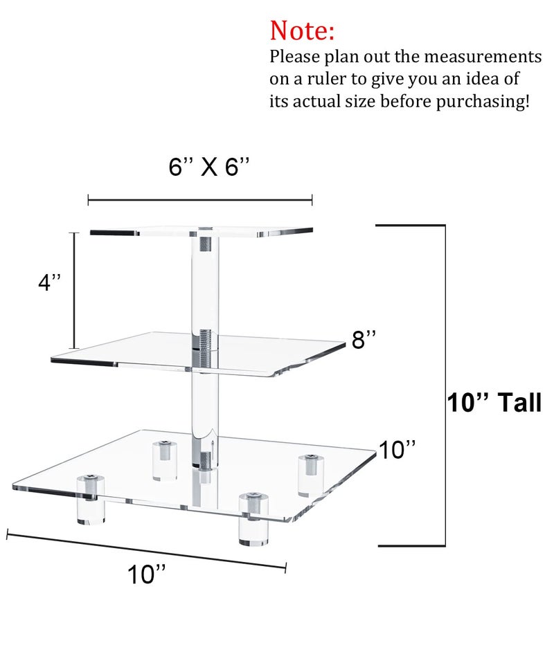 Jusalpha® 3 Tier Strong Acrylic Square Cupcake Stand, Dessert Display Tower (Clear, 1) - Image 3