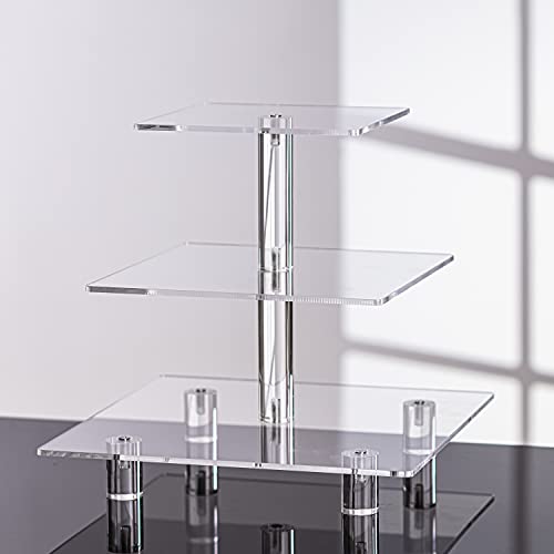 Jusalpha® 3 Tier Strong Acrylic Square Cupcake Stand, Dessert Display Tower (Clear, 1) - Image 4
