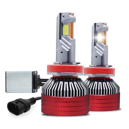 Carzex 300W كريستال آي لمبات المصابيح الأمامية LED H8/H11 | 20,000LM سطوع 6500K أبيض بارد | شريحة LED CSP عالية الطاقة لمبات ضباب | ضمان 1 سنة | 2 قطعة, A10s أحمر - Image 1