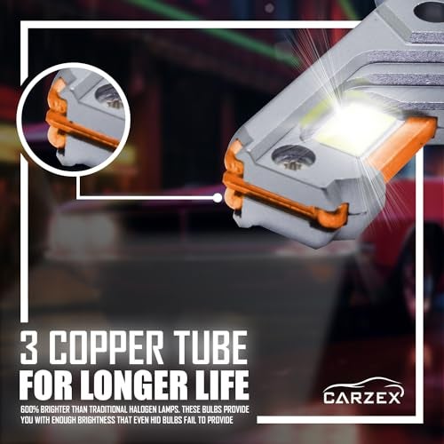 Carzex 300W كريستال آي لمبات المصابيح الأمامية LED H8/H11 | 20,000LM سطوع 6500K أبيض بارد | شريحة LED CSP عالية الطاقة لمبات ضباب | ضمان 1 سنة | 2 قطعة, A10s أحمر - Image 5
