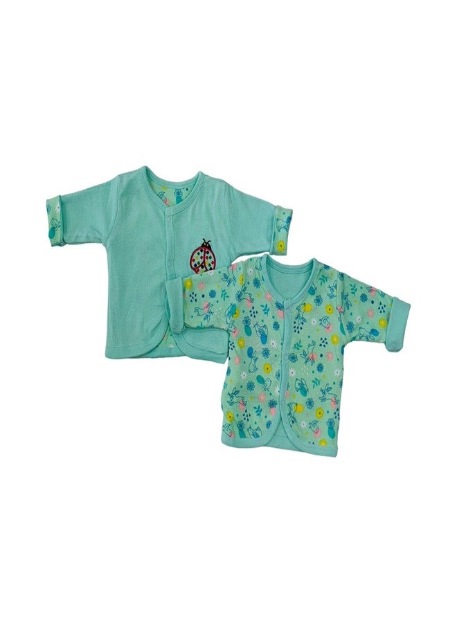 Mini Berry Unisex Cotton Full Sleeves Reversible Winter Front Open Jhabla for Baby Boys and Girls (Pista, 3-6 Month)