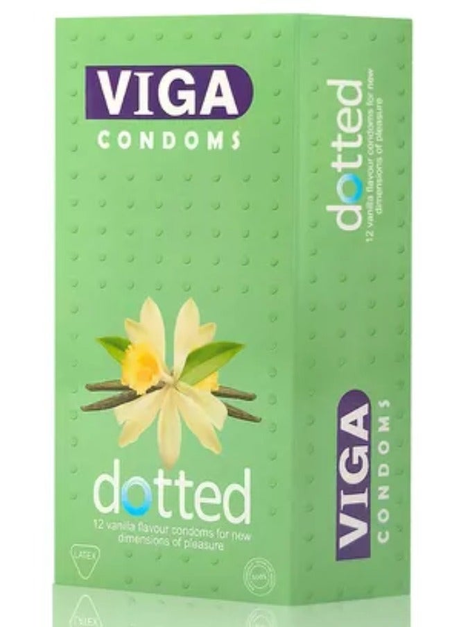 فيجا واقيات ذكرية منقط ١٢ واقيًا ذكريًا بنكهة الفانيليا