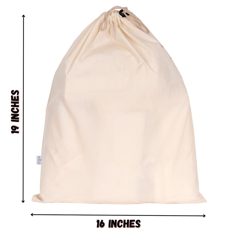 Hell Blues Linen Storage Bags with Drawstrings 16x19 Multipurpose - Canvas Fabric Bread Bags - Reusable Muslin - Produce - Natural Potato Onion Storage Bags - Cloth Shoe Bags (4 Pack) - Image 4