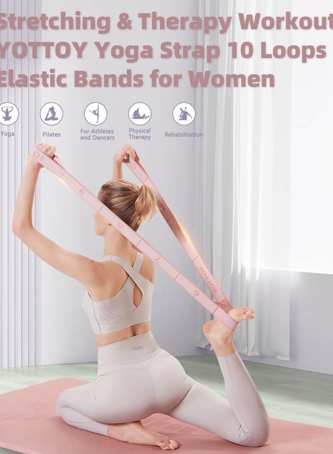 YOTTOY Versatile Yoga Strap and Resistance Bands Bundle - Stretch Bands for Exercise with 10 Loops, Workout Bands Resistance for Training, Stretching Exercises, and Physical Therapy - Image 2