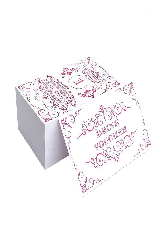 RXBC2011 100 Free Drink Tickets Coupons for a Free Drink Wedding Work Event Party Bar Fundraiser White Hot Pink - Image 3