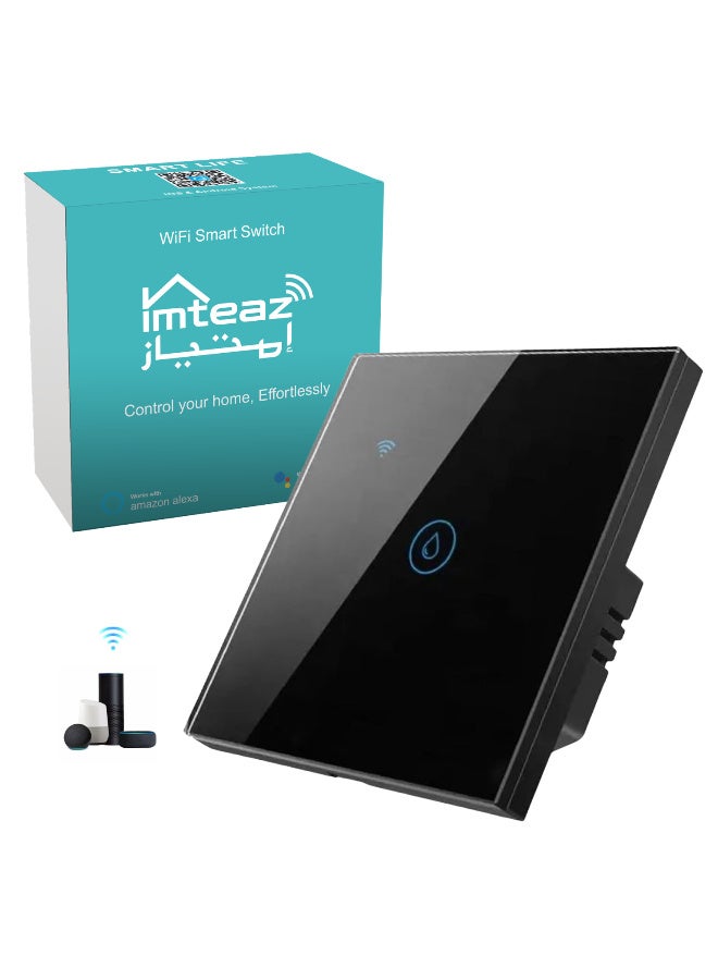 Imteaz Smart WiFi Heater Switch for Heater, AC, or Motor, Neutral Wire Required, Compatible with Google Home, Touch and App Control, Voice and Timing Function (Black, 40A) - Image 1