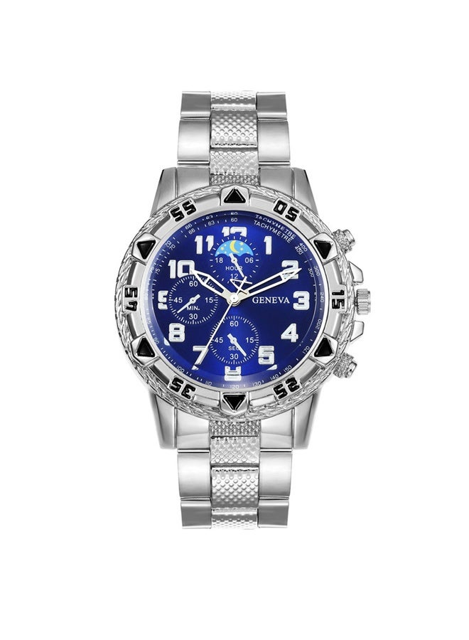 NIBEMINENT 4pcs Fashion Men's Round Quartz Watch Set, Alloy Strap, Bracelet, Ring, Necklace for Men, Perfect Accessories for Business and Casuality, Ideal Gift Set for Friends and Family - Image 4