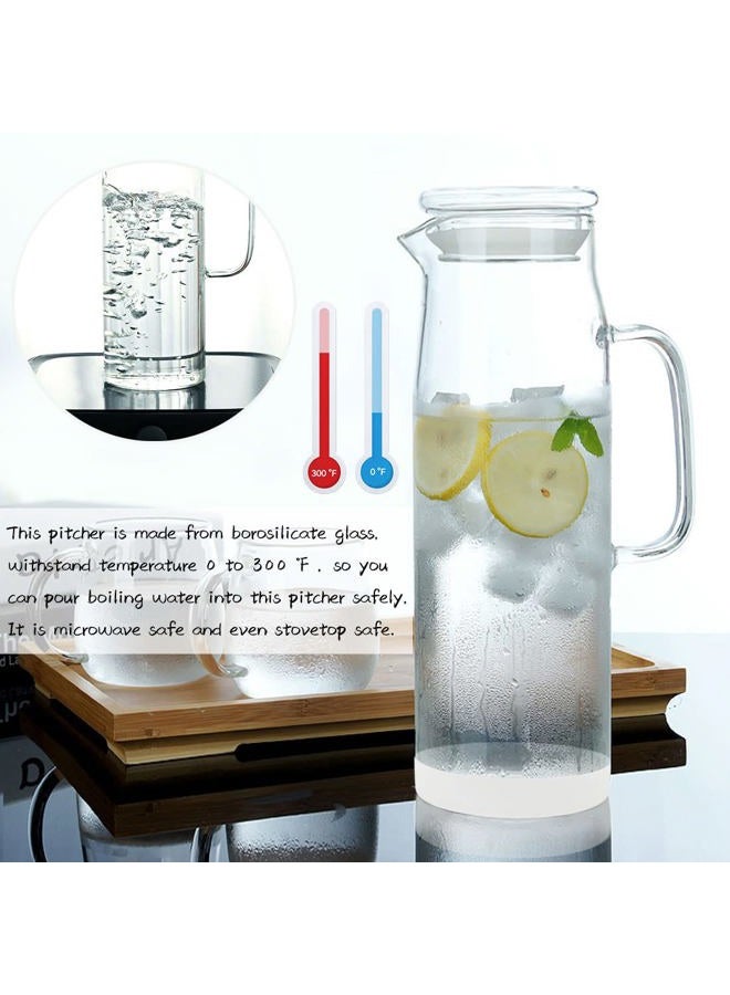 hjn Glass Water Kettle Carafes Glasses Water Container storage 1500mh Glass Water Pitcher With Bamboo Lids - Image 5