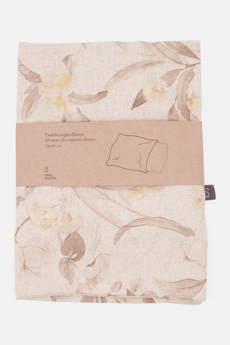 Muy Mucho 1 Piece Floral Cushions Cover 45 x 45 cm, Beige Combo  - Image 1