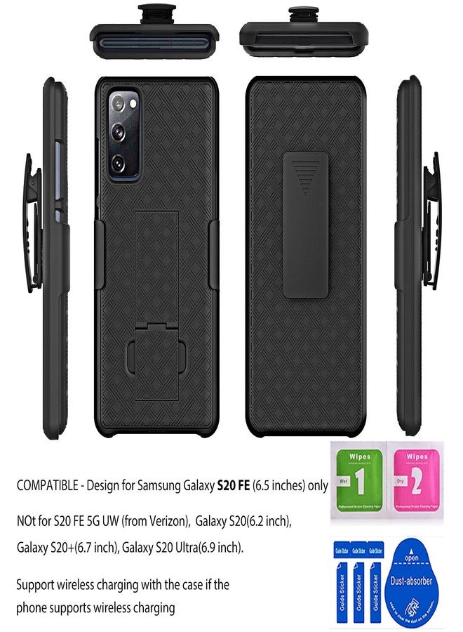 Ailiber for Samsung Galaxy S20 FE 5G Case Holster, Galaxy S20 FE Screen Protector, Swivel Belt Clip Kickstand Holder, Slim Rugged Fullbody Armor Shell Protective Cover for S20 Fan Edition-Black - Image 2
