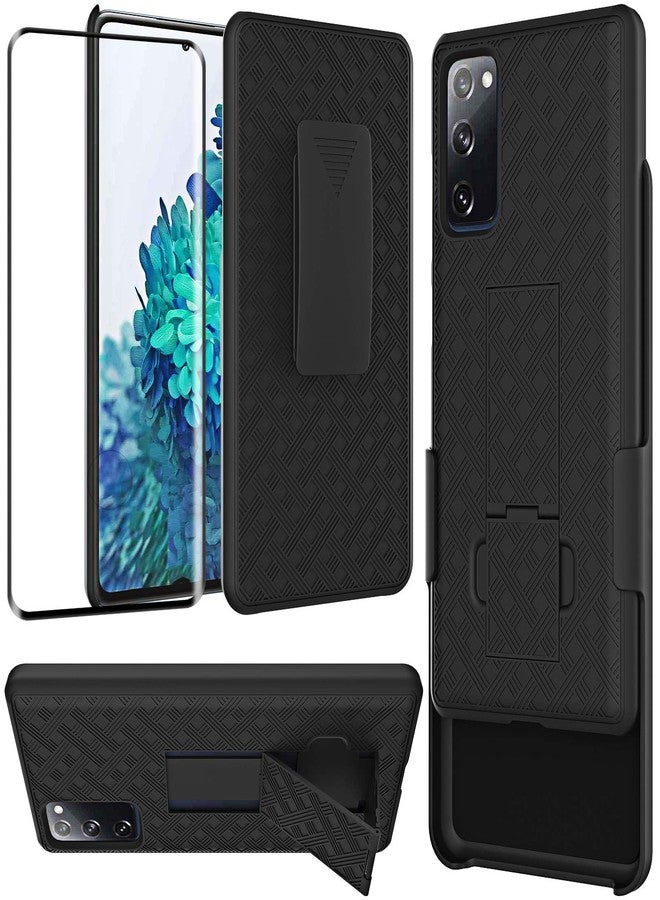 Ailiber for Samsung Galaxy S20 FE 5G Case Holster, Galaxy S20 FE Screen Protector, Swivel Belt Clip Kickstand Holder, Slim Rugged Fullbody Armor Shell Protective Cover for S20 Fan Edition-Black - Image 1