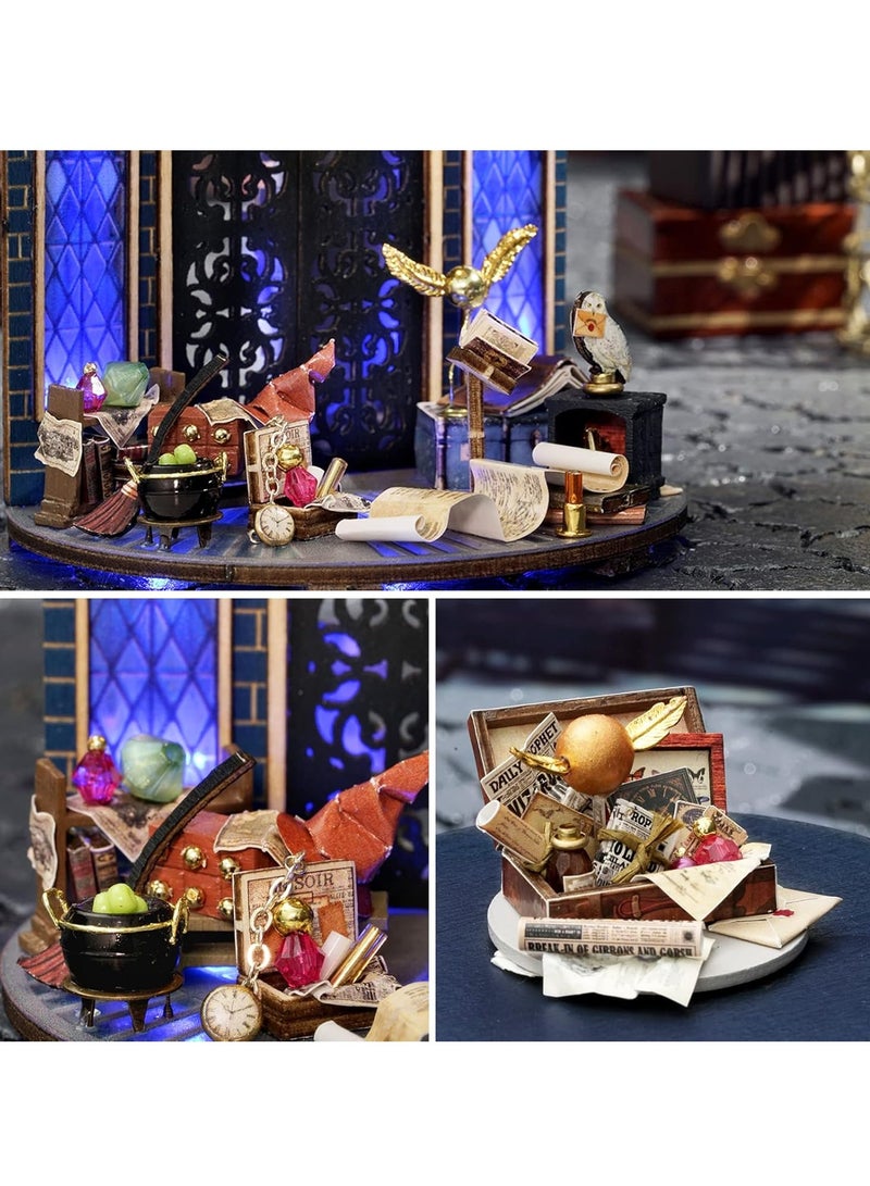 Dollhouse DIY Miniature Wooden Furniture Kit, Mini Handmade Dollhouse Model with Dust Cover and LED, 1:24 Scale Creative Woodworking Toy, Desktop Ornaments, Suitable for Friends Birthday Gift (Magic Gate) - Image 5