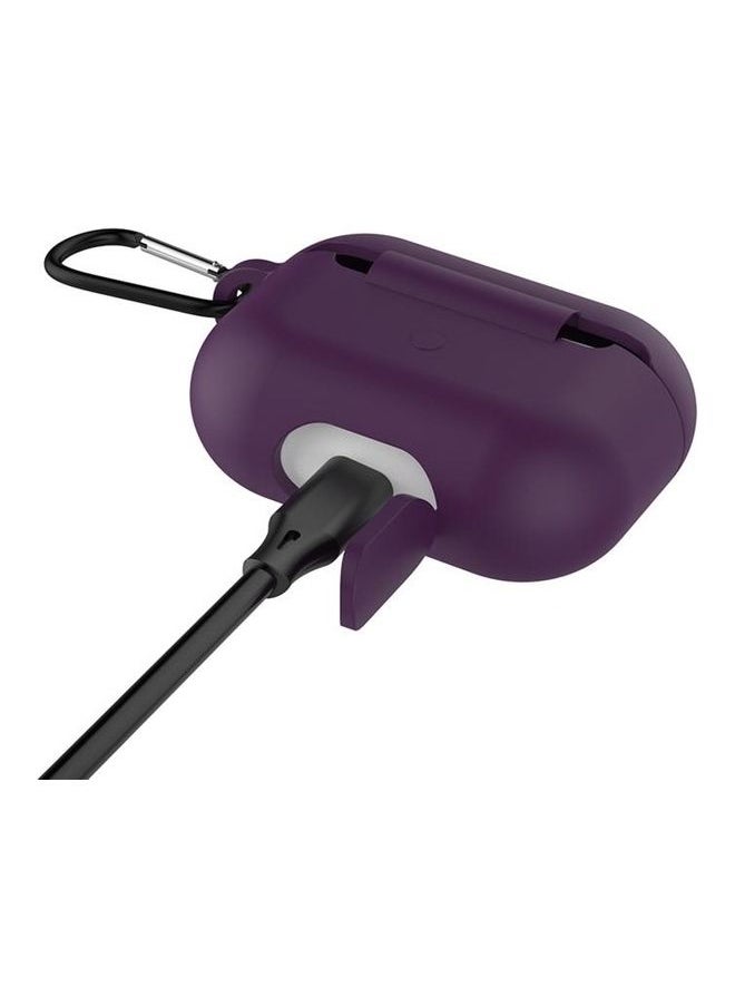 NIBEMINENT - Silicone Earphone Protective Case for AirPods 3 with Hook Purple - Image 1