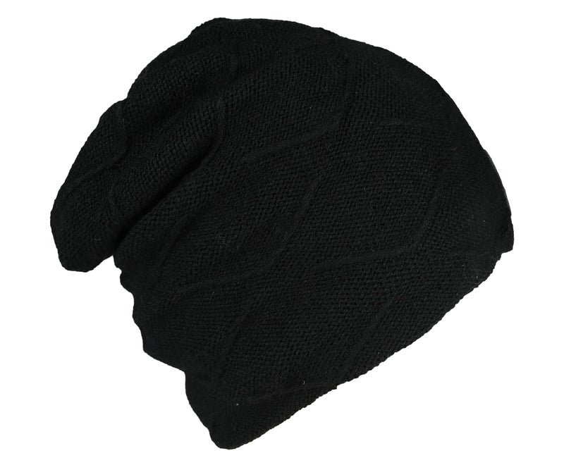 FabSeasons Black Unisex Acrylic Woolen Winter Beanie/Skull Cap with Faux Fur Lining - Image 3