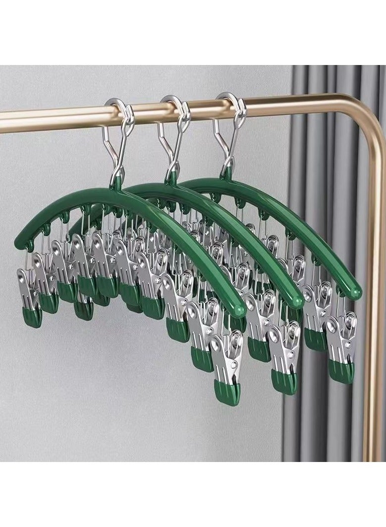 New stainless steel clothes rack, underwear, socks, insoles, baby clothing, hat (green) 3-piece set  - Image 1