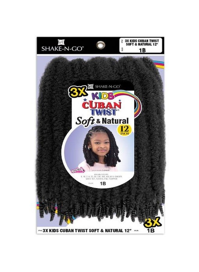 SHAKE-N-GO 3x Kids Cuban Twist Soft & Natural 12" (JET BLACK 1) - Image 3