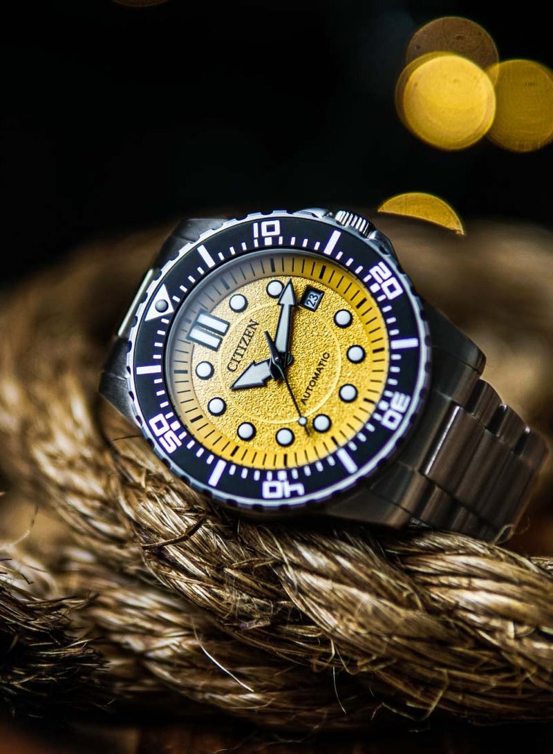 Citizen Automatic Yellow Dial Stainless Steel Men's Watch - NJ0170-83Z - 43mm - Image 4