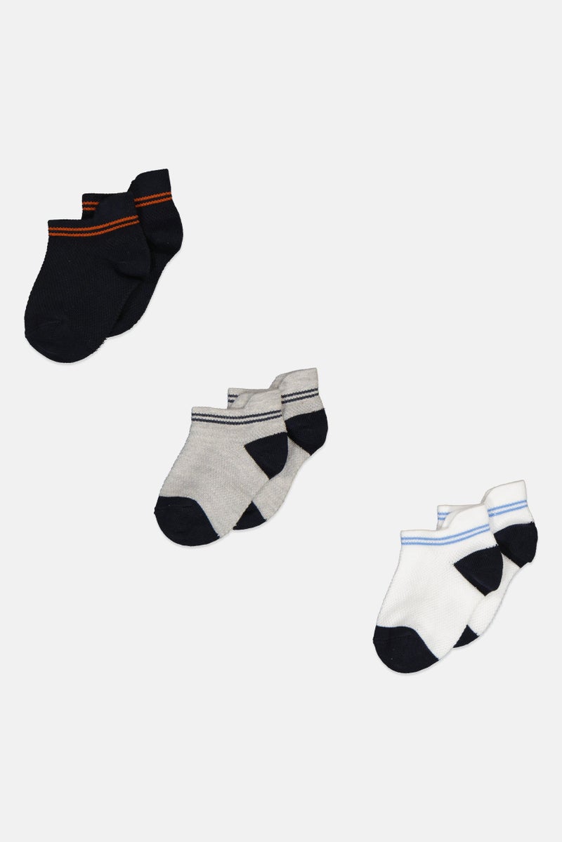 RBX Kids Boy 3 Pair Life Active Socks, White/Navy - Image 1