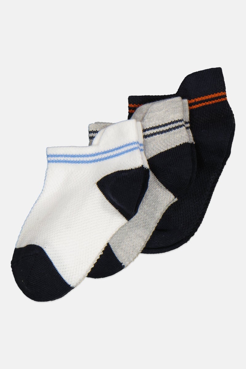 RBX Kids Boy 3 Pair Life Active Socks, White/Navy - Image 2