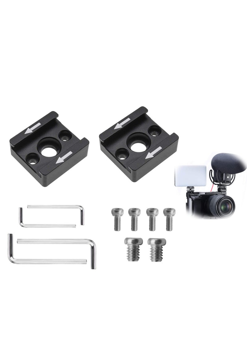 SYOSI - Cold Shoe Mount Adapter Brackets Universal with 1/4 Inch M2.5 Screws Wrench for Camera Cage Flash Microphone and Other Device 2Pcs - Image 1