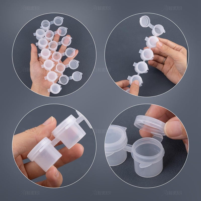 AUEAR , 50 Strips 5 ml Clear Empty Paint Cup Pots Mini Painting with Lids - Image 3