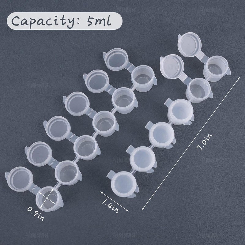 AUEAR , 50 Strips 5 ml Clear Empty Paint Cup Pots Mini Painting with Lids - Image 2