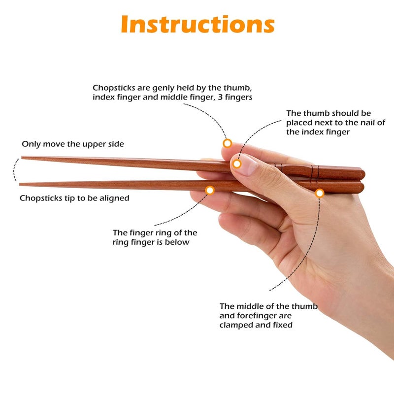MFJUNS 5-Pairs Japanese Chopsticks Reusable, Non-slip Design Natural Wood Chopsticks, Lightweight and Easy to Use, Chopsticks Suitable for Beginners, 8.8 Inch/22.5cm Gift Set - Image 4