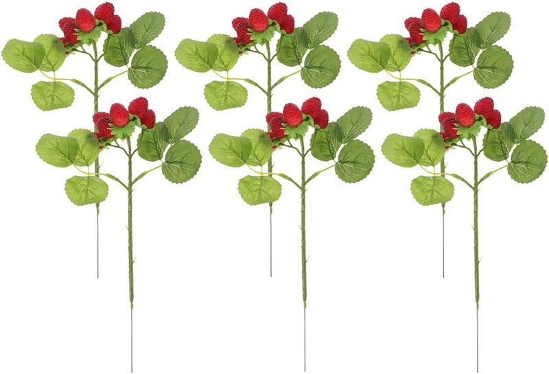 6pcs Red Simulation Waxberry Branches Artificial Berry Stems Faux Bayberry Fruit Models for Home Kitchen Party Décor - Image 1