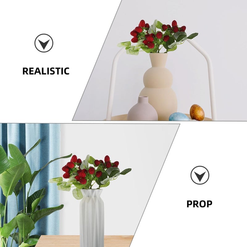 6pcs Red Simulation Waxberry Branches Artificial Berry Stems Faux Bayberry Fruit Models for Home Kitchen Party Décor - Image 3