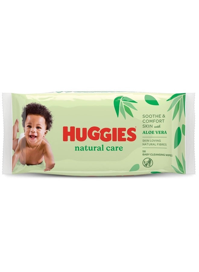 HUGGIES Baby Wipes Natural Care with Aloe Vera Huggies Wipes 56 Pc Kids  - Image 1