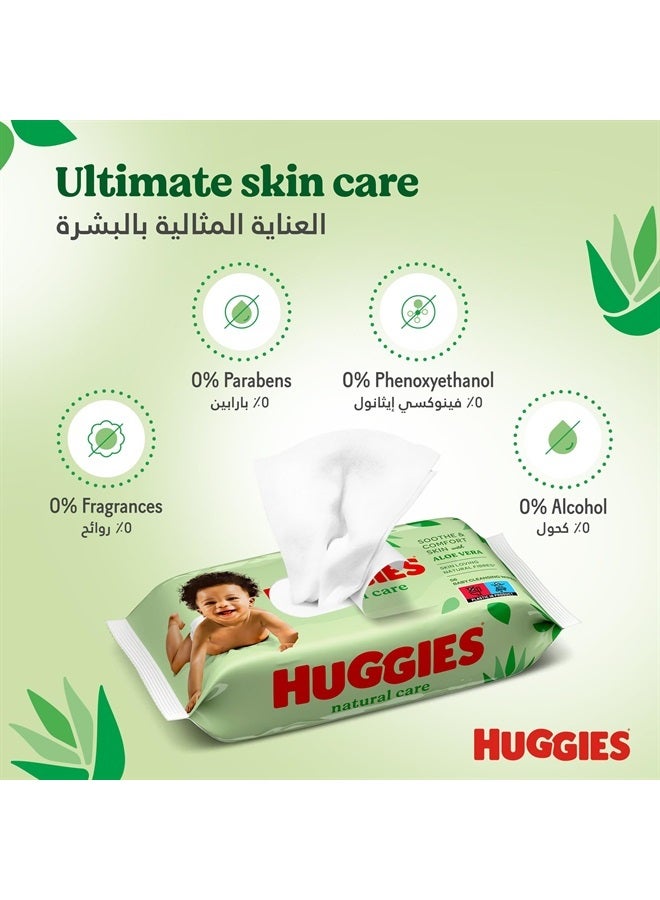 HUGGIES Baby Wipes Natural Care with Aloe Vera Huggies Wipes 56 Pc Kids  - Image 2