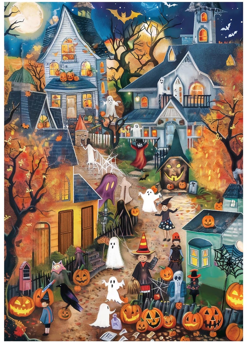 Halovin Halloween Puzzles 500 Pieces for AdultsHalloween Pumpkin Ghost Theme Jigsaw Puzzles DecorationCreative Play Artwork Wall Home Decor - Image 2
