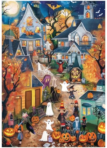 Halovin Halloween Puzzles 500 Pieces for AdultsHalloween Pumpkin Ghost Theme Jigsaw Puzzles DecorationCreative Play Artwork Wall Home Decor - Image 1