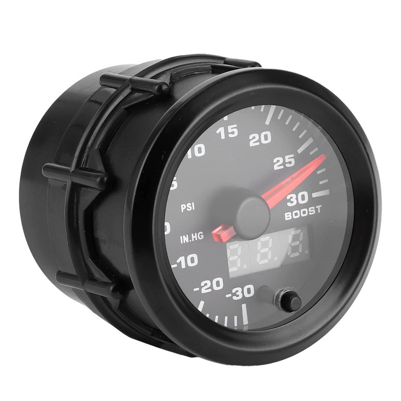 2 Inch 52mm Universal Turbo Boost Meter PSI Pressure Gauge for 12V Cars – 7 Color LED Digital Display with Luminous Red Pointer – Includes Boost Sensor and 1.94 Foot Power Harness - Image 2