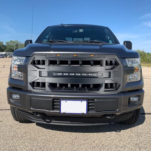 MEGAIE Front Grill Replacement for F150 2015 2016 2017, Matte Black Front Bumper Grille w/Off-Road Lights - Image 5